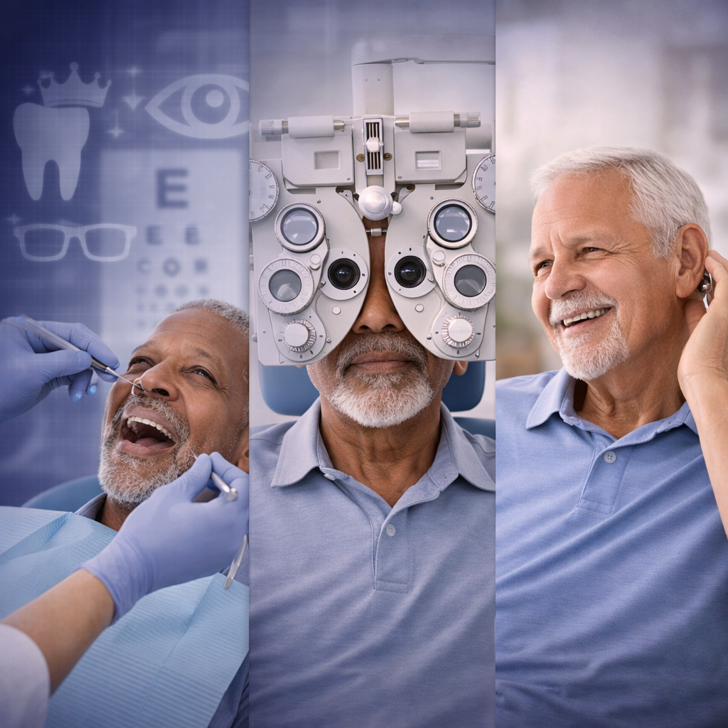 Bundled dental vision hearing plans illustration
